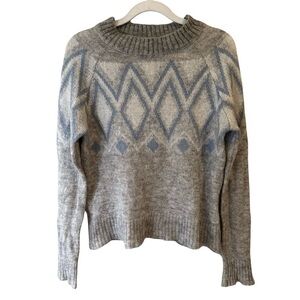 Chiaramente Gray and Blue Scandi Patterned Women's Sweater Size XS Italian Cozy